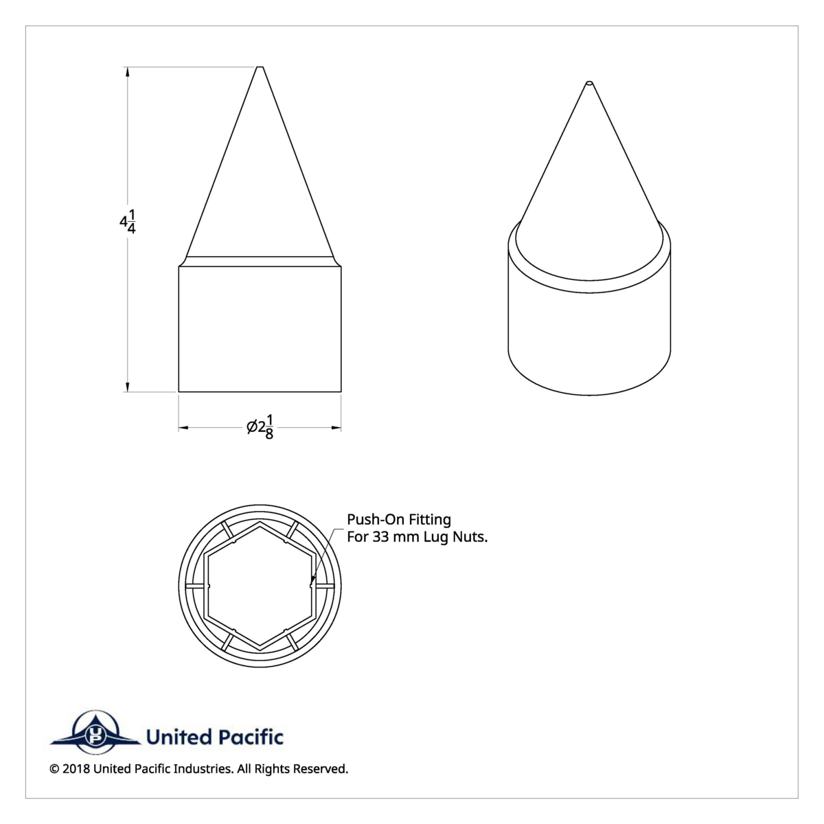 33mm X 4-1/4" Chrome Plastic Stiletto Nut Cover - Push-On (Bulk) - Thumbnail 7