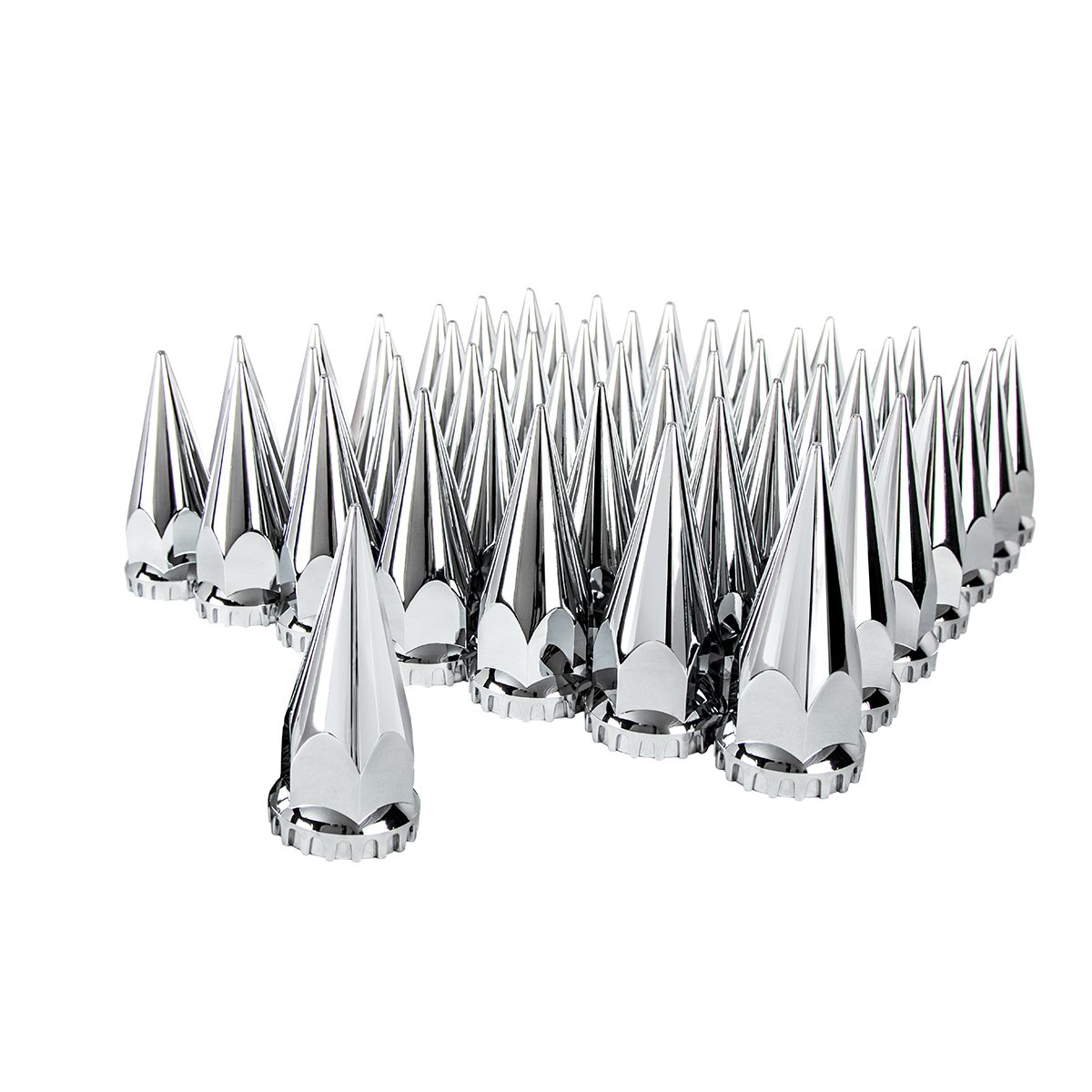 33mm X 4-3/4" Chrome Super Spike Nut Covers - Thread-On (60-Pack)