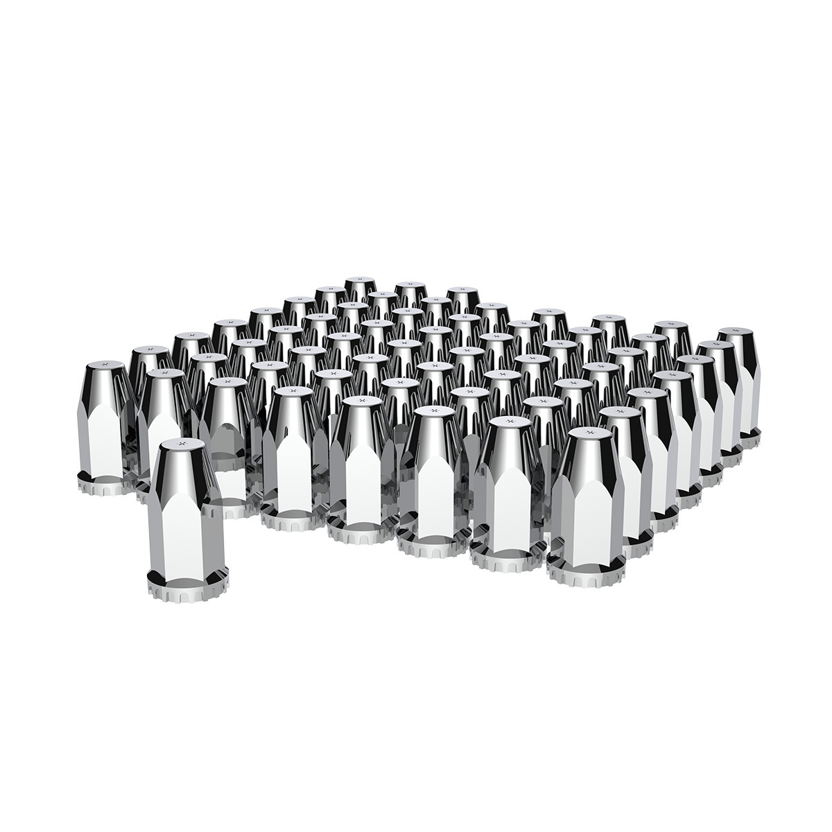 33mm X 4" Chrome Plastic Extra Tall Nut Covers With Flange - Thread-On (60-Pack) - Thumbnail 11