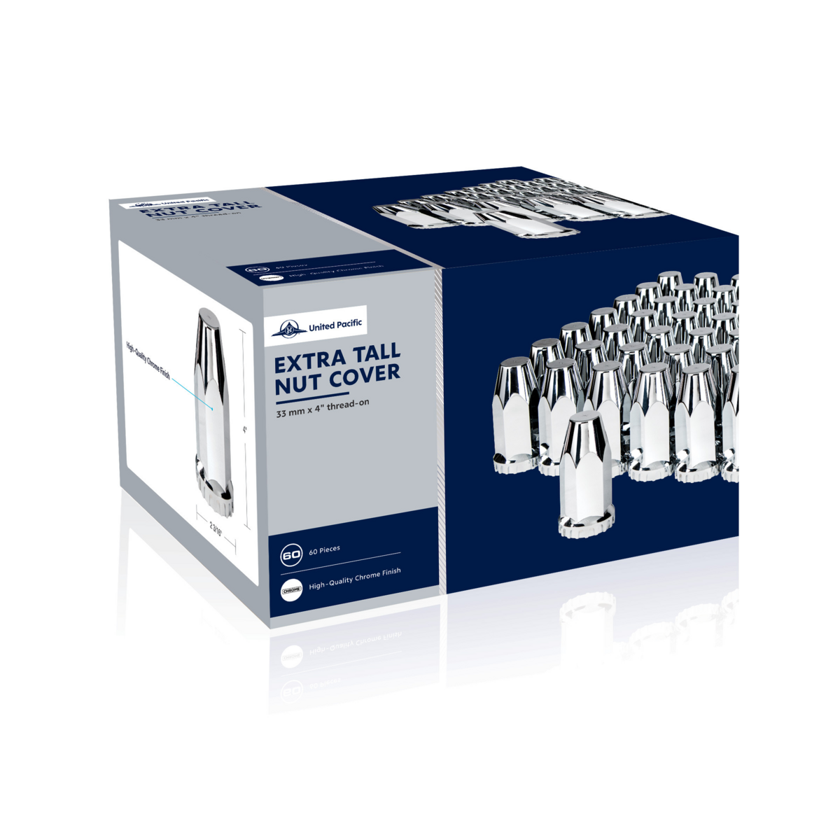 33mm X 4" Chrome Plastic Extra Tall Nut Covers With Flange - Thread-On (60-Pack) - Thumbnail 12