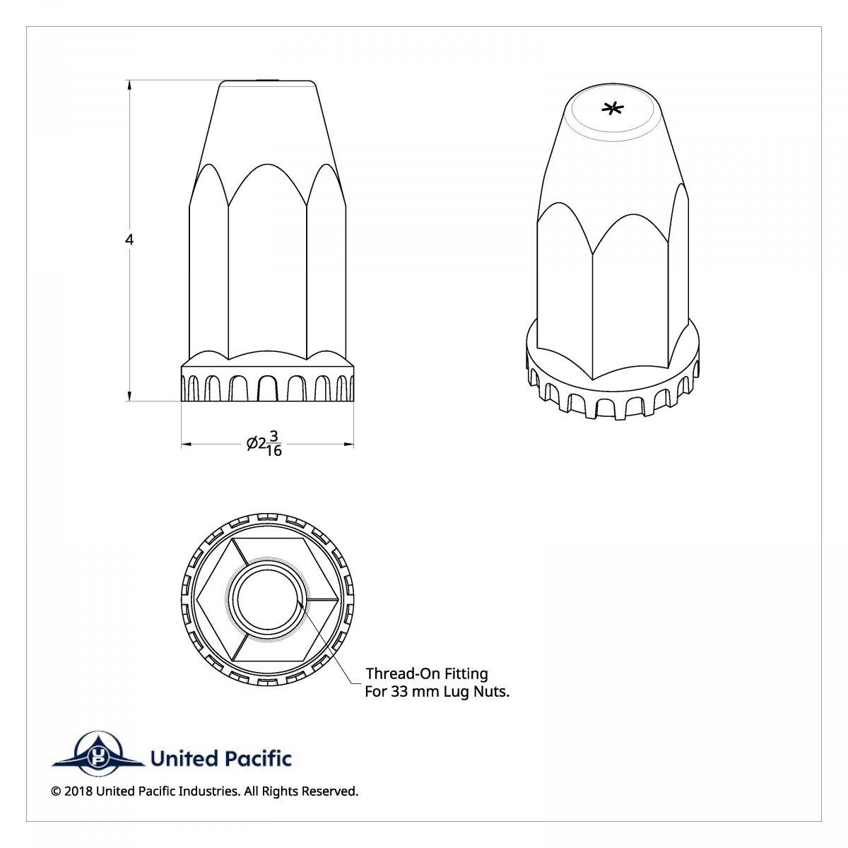 33mm X 4" Chrome Plastic Extra Tall Nut Covers With Flange - Thread-On (60-Pack) - Thumbnail 10