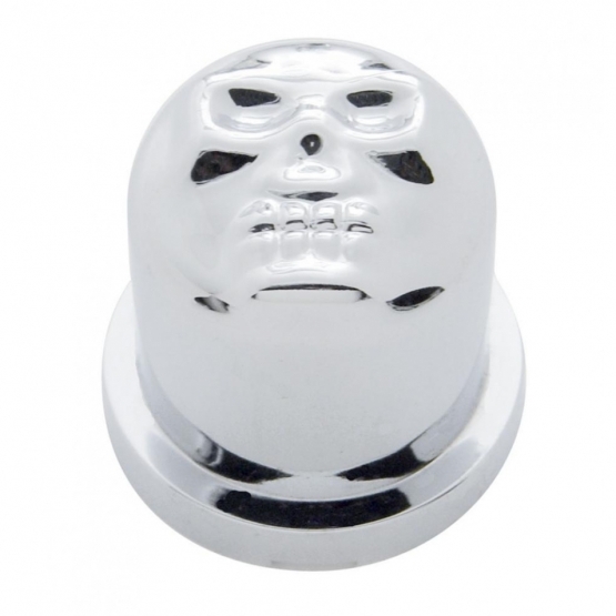 9/16" X 1-1/4" Chrome Plastic Skull Nut Cover, Push-On Style (Bulk)