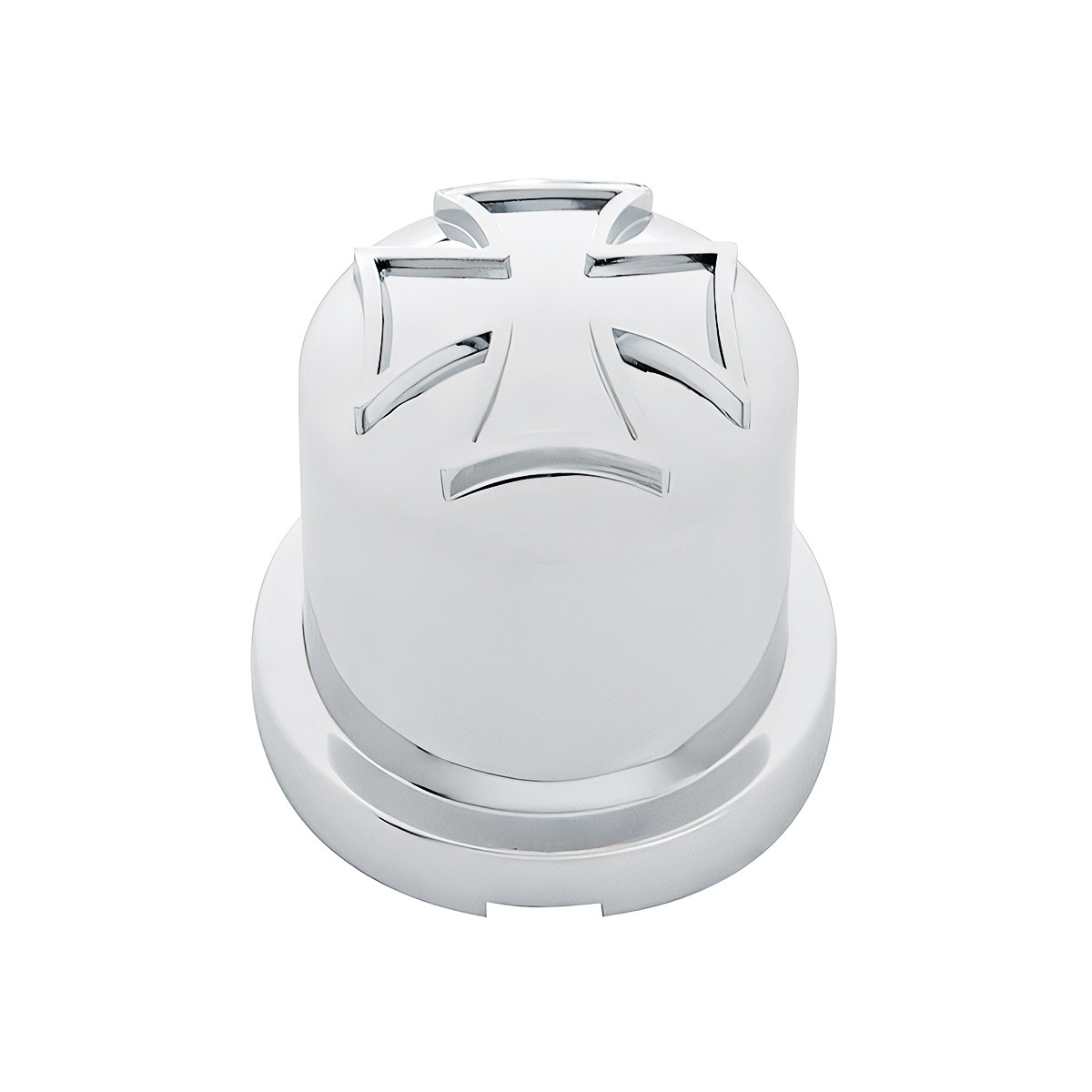 5/8" X 1-1/4" Chrome Plastic Iron Cross Nut Cover, Push-On Style (10-Pack) - Thumbnail 3