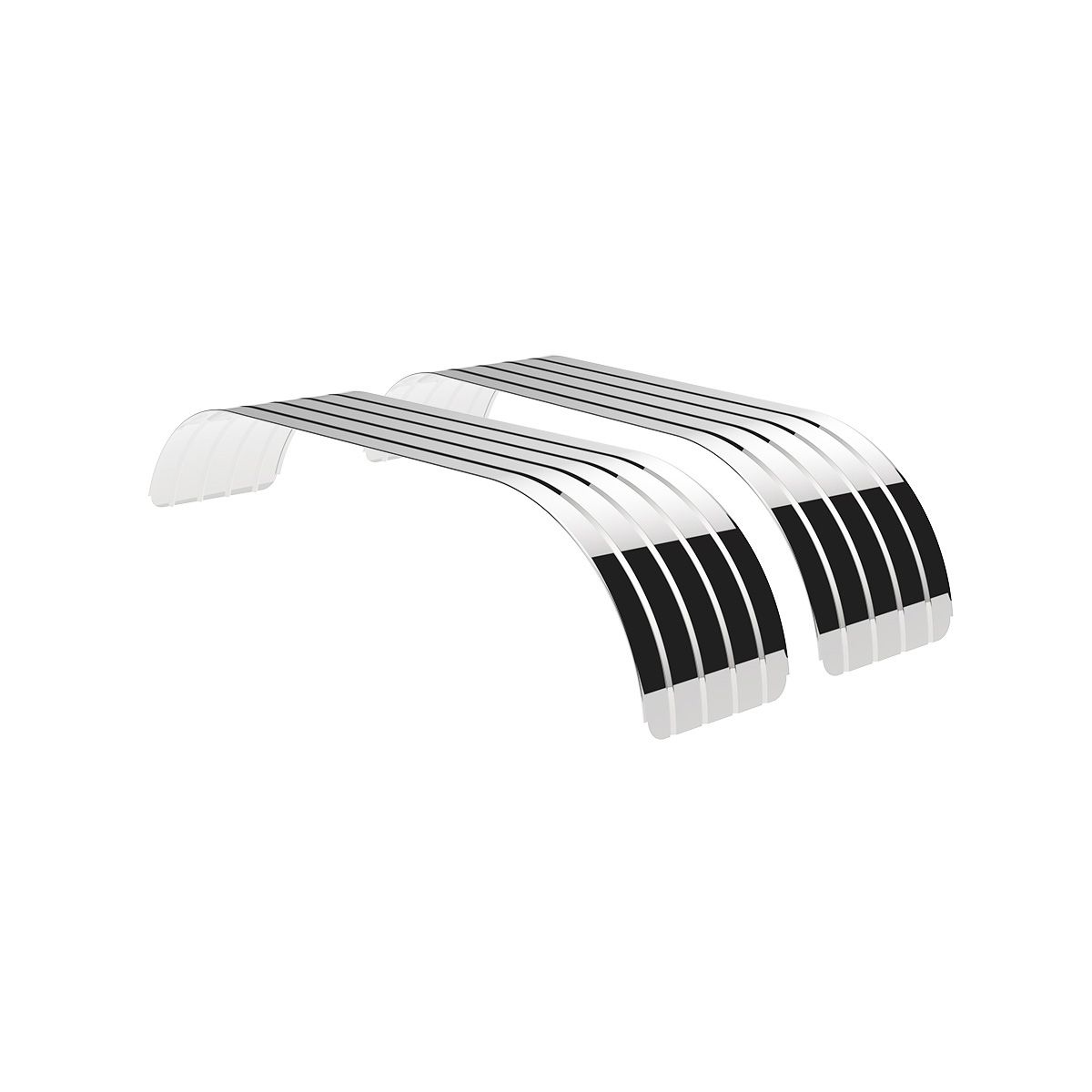 126" 430 Stainless Steel (18ga) Beaded Edge Ribbed Full Fender  54" Spread - SR Series (Pair)