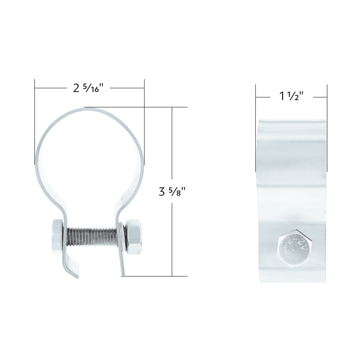 Stainless Steel Quarter Fender 2" Tube Clamp With Hardware - Thumbnail 7