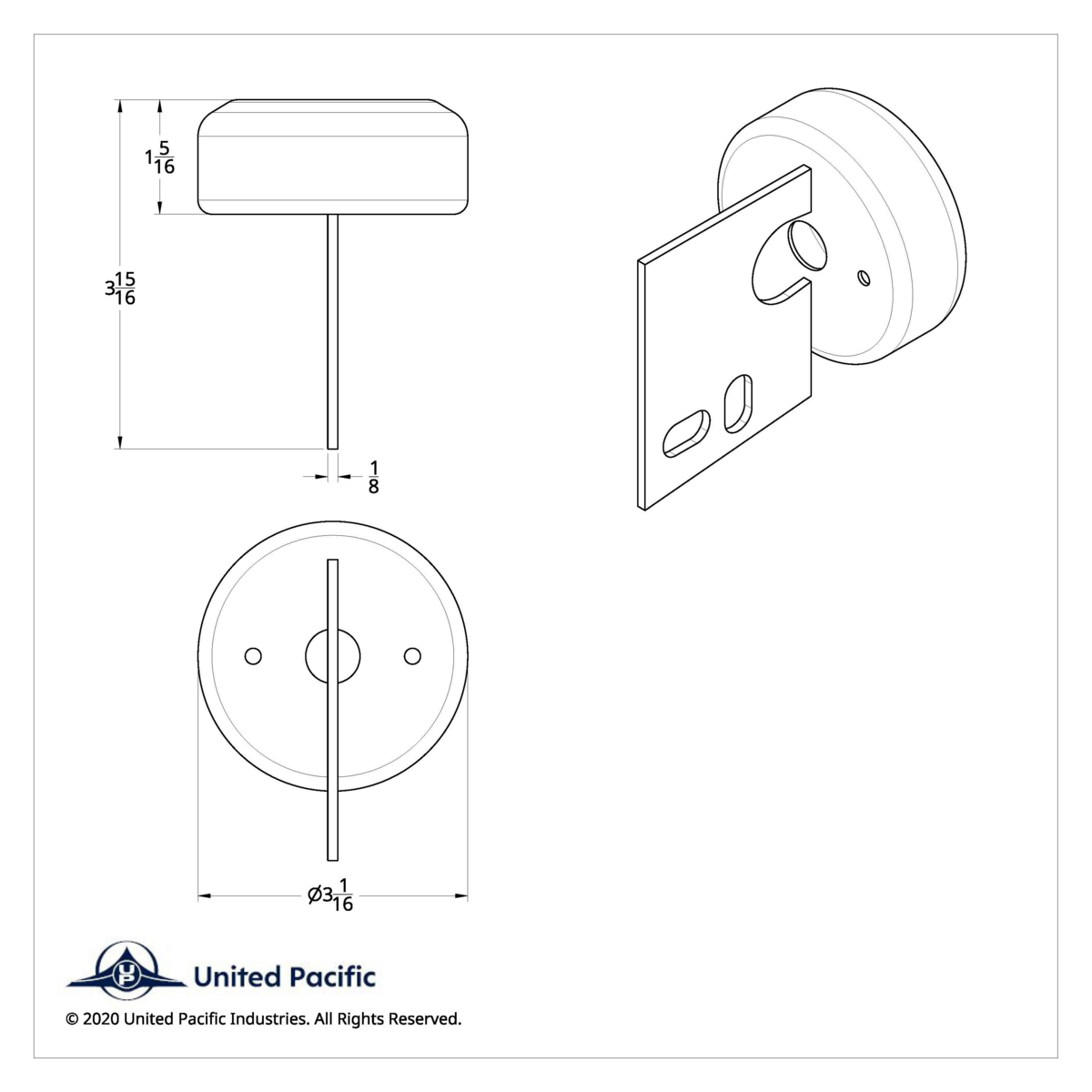 Chrome Steel Mud Flap Hanger End Light Bracket Only - Thumbnail 8
