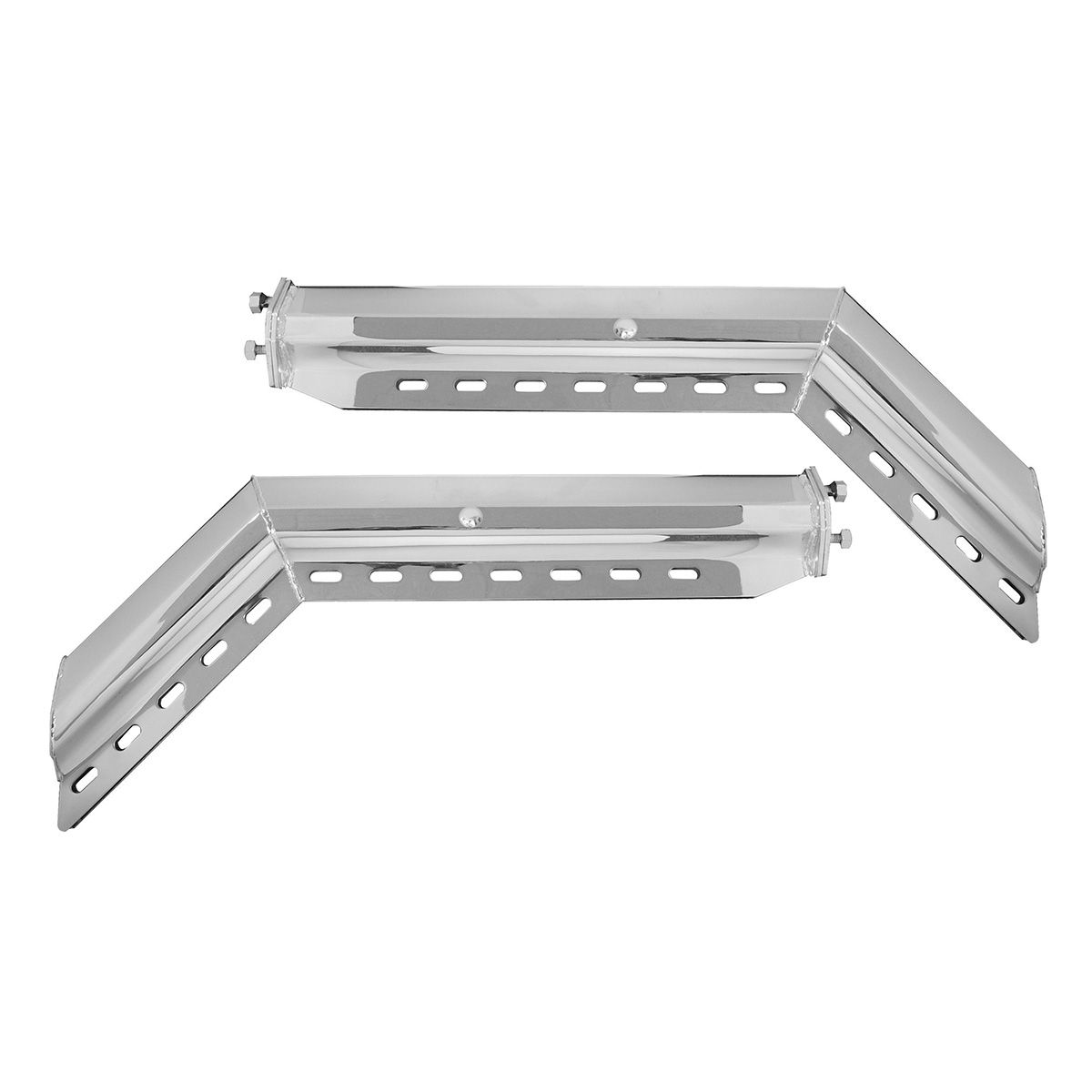 30" Chrome 45-Degree Angled Heavy Duty Mud Flap Hangers - 2" Bolt Pattern (Pair)