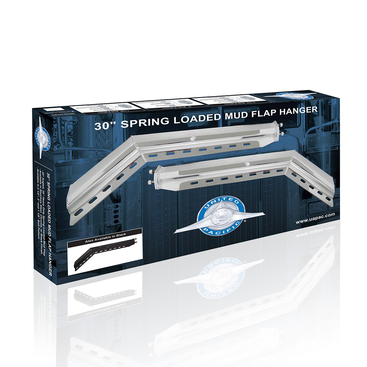 30" Chrome 45-Degree Angled Heavy Duty Mud Flap Hangers - 2" Bolt Pattern (Pair) - Thumbnail 4