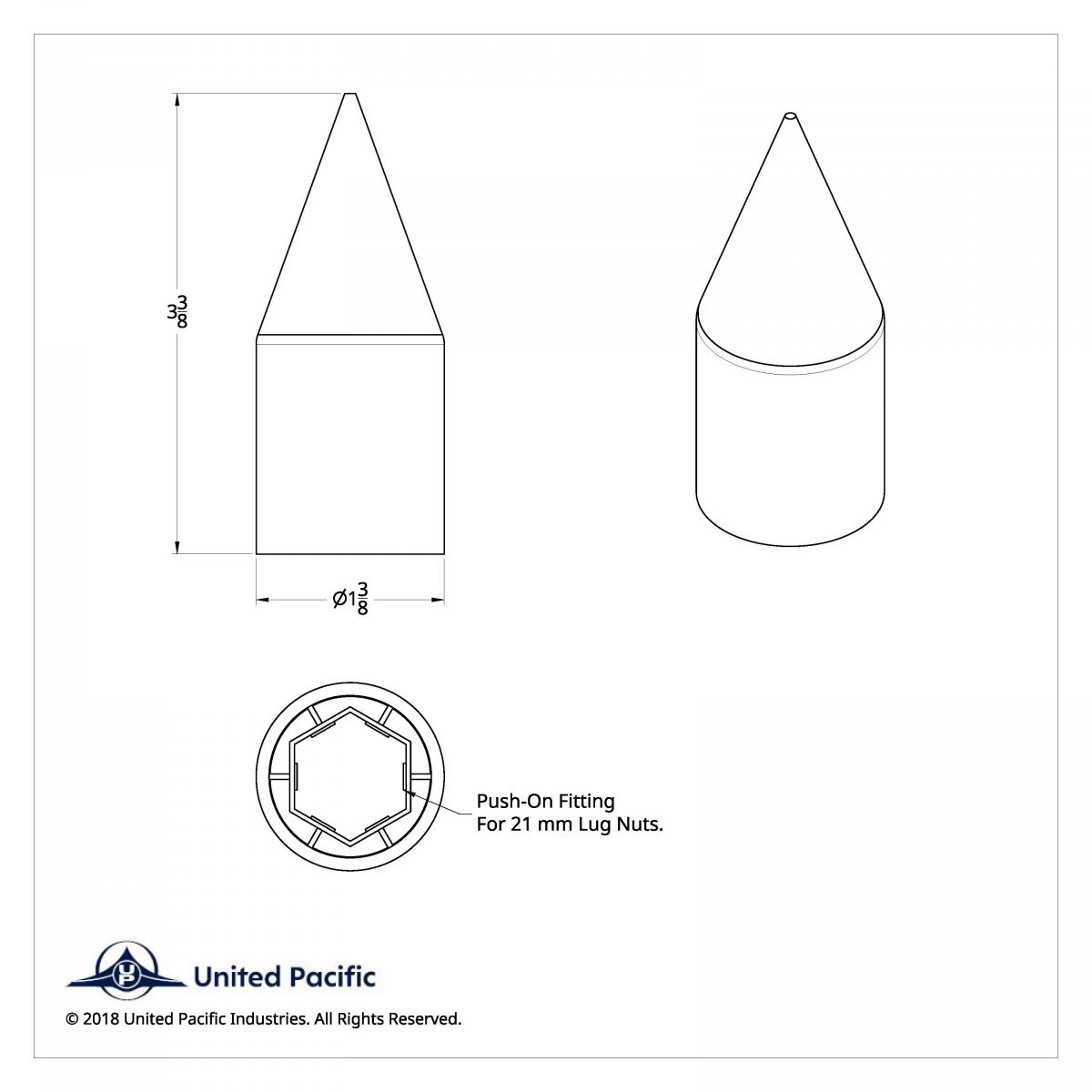 Chrome Spike Nut Cover For 1999-2004 Ford F-150, Push-On Style (Bulk) - Thumbnail 6