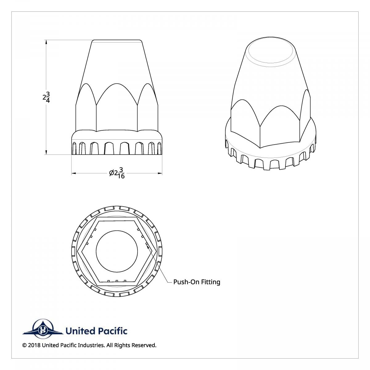 1-1/2" X 2-3/4" Chrome Plastic Original Nut Cover - Push-On (Bulk) - Thumbnail 4