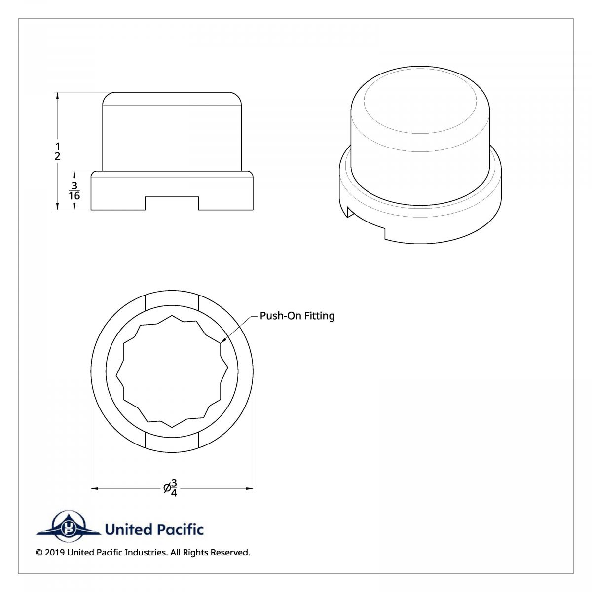7/16" x 1/2" Chrome Plastic Flat Top Nut Covers - Push-On (10-Pack) - Thumbnail 3