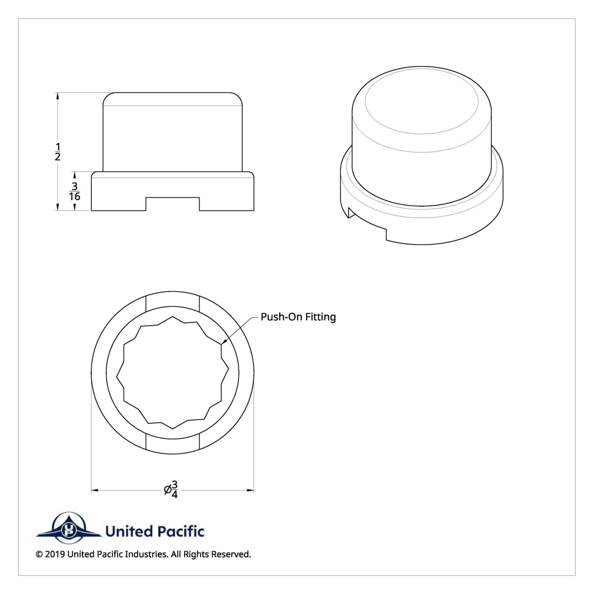 7/16" X 1/2" Chrome Plastic Flat Top Nut Cover - Push-On (Bulk) - Thumbnail 4