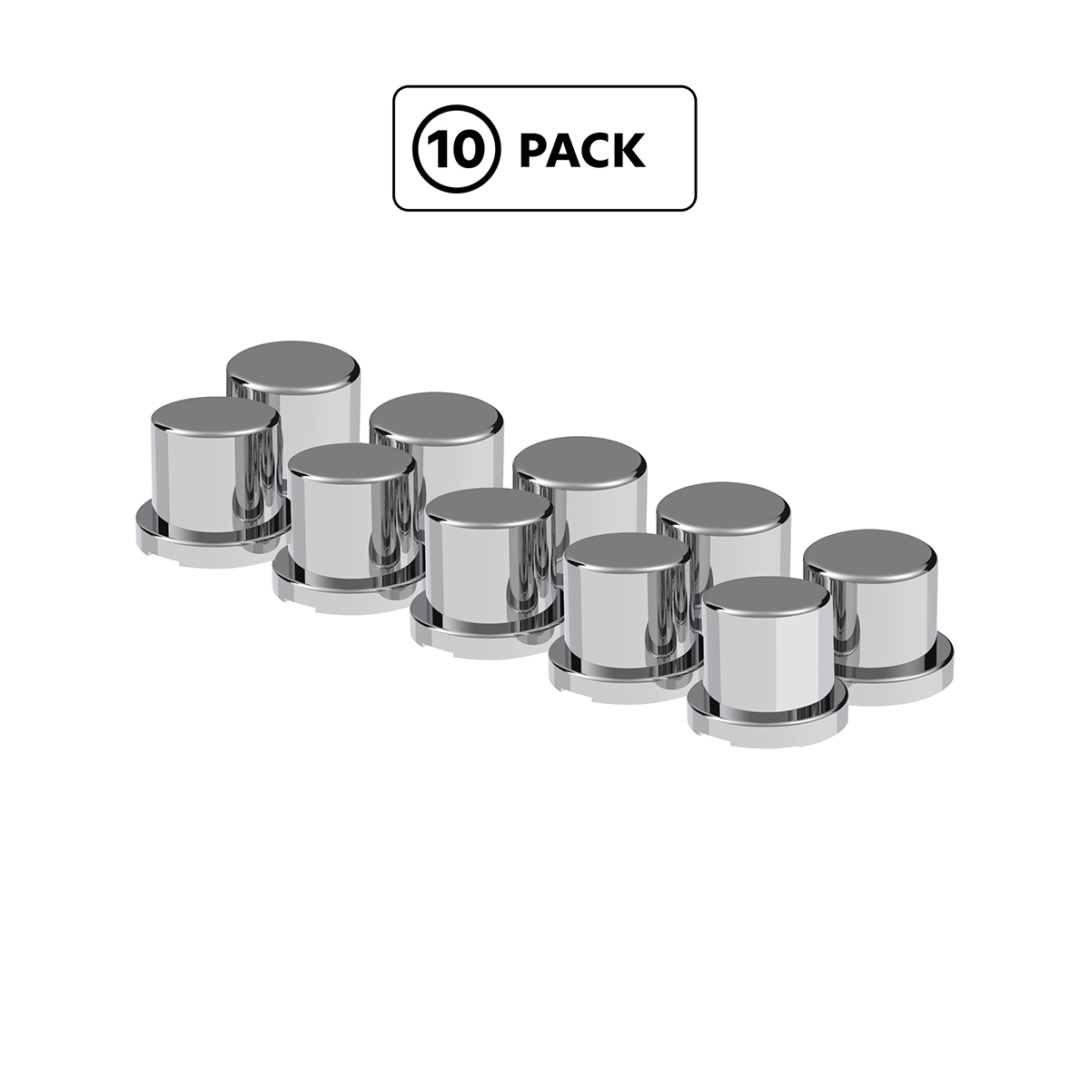 1/2" x 5/8" Chrome Plastic Flat Top Nut Covers - Push-On (10-Pack) - Thumbnail 4