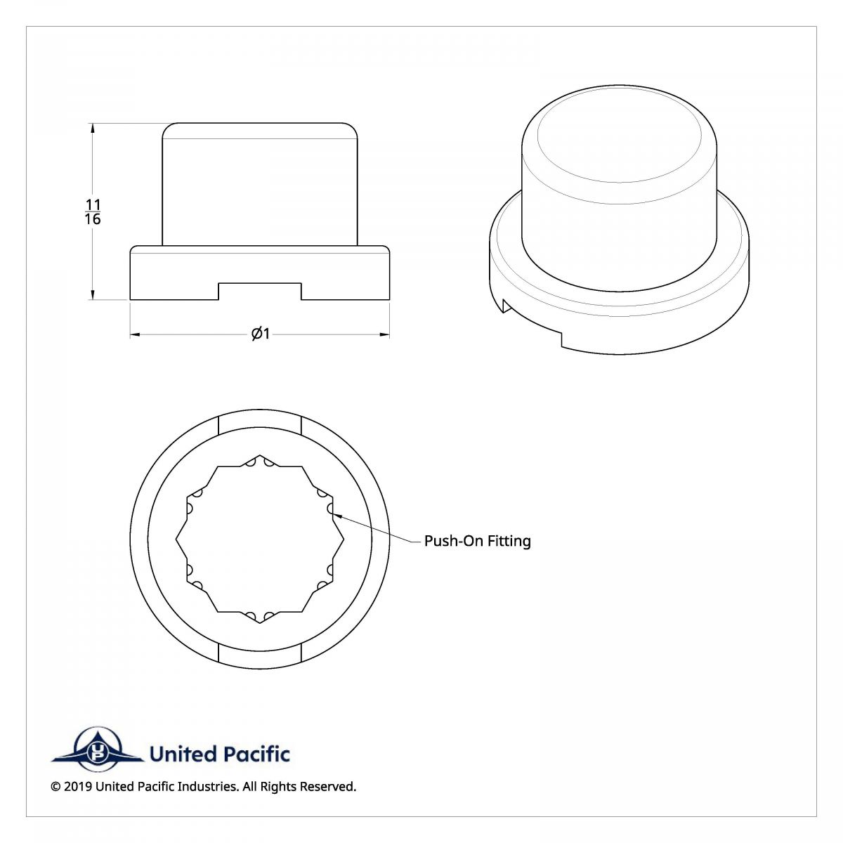 9/16" X 11/16" Chrome Plastic Flat Top Nut Cover - Push-On (Bulk) - Thumbnail 3
