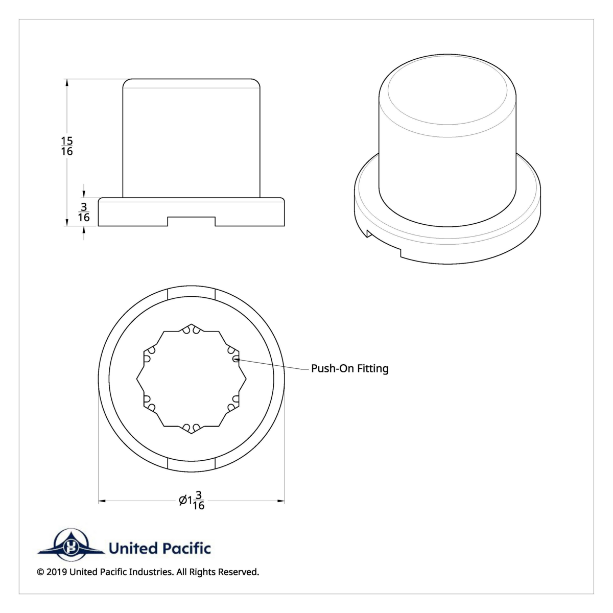 5/8" X 1" Chrome Plastic Flat Top Nut Cover - Push-On (Bulk) - Thumbnail 4