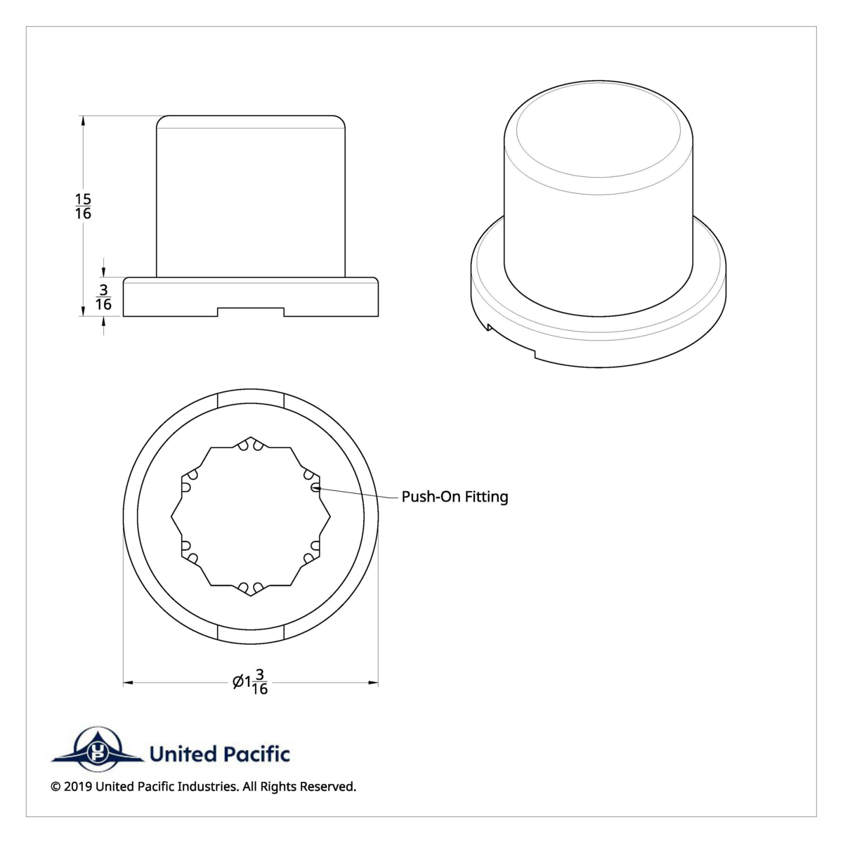 11/16" X 15/16" Chrome Plastic Flat Top Nut Covers - Push-On (10-Pack) - Thumbnail 4