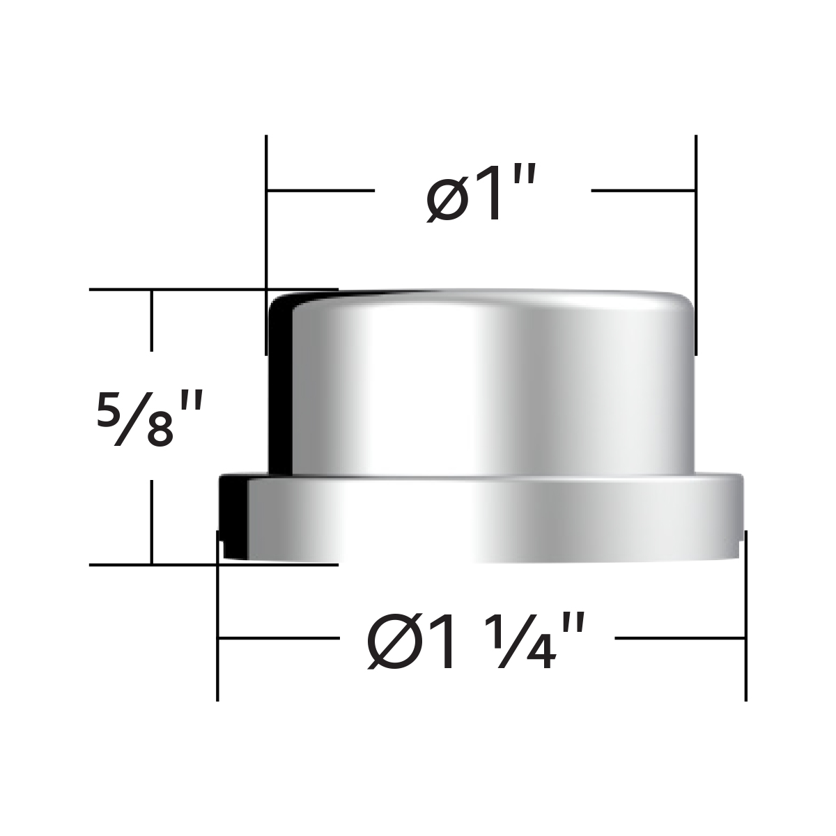 3/4" X 5/8" Chrome Plastic Flat Top Nut Covers - Push-On (10-Pack) - Thumbnail 7