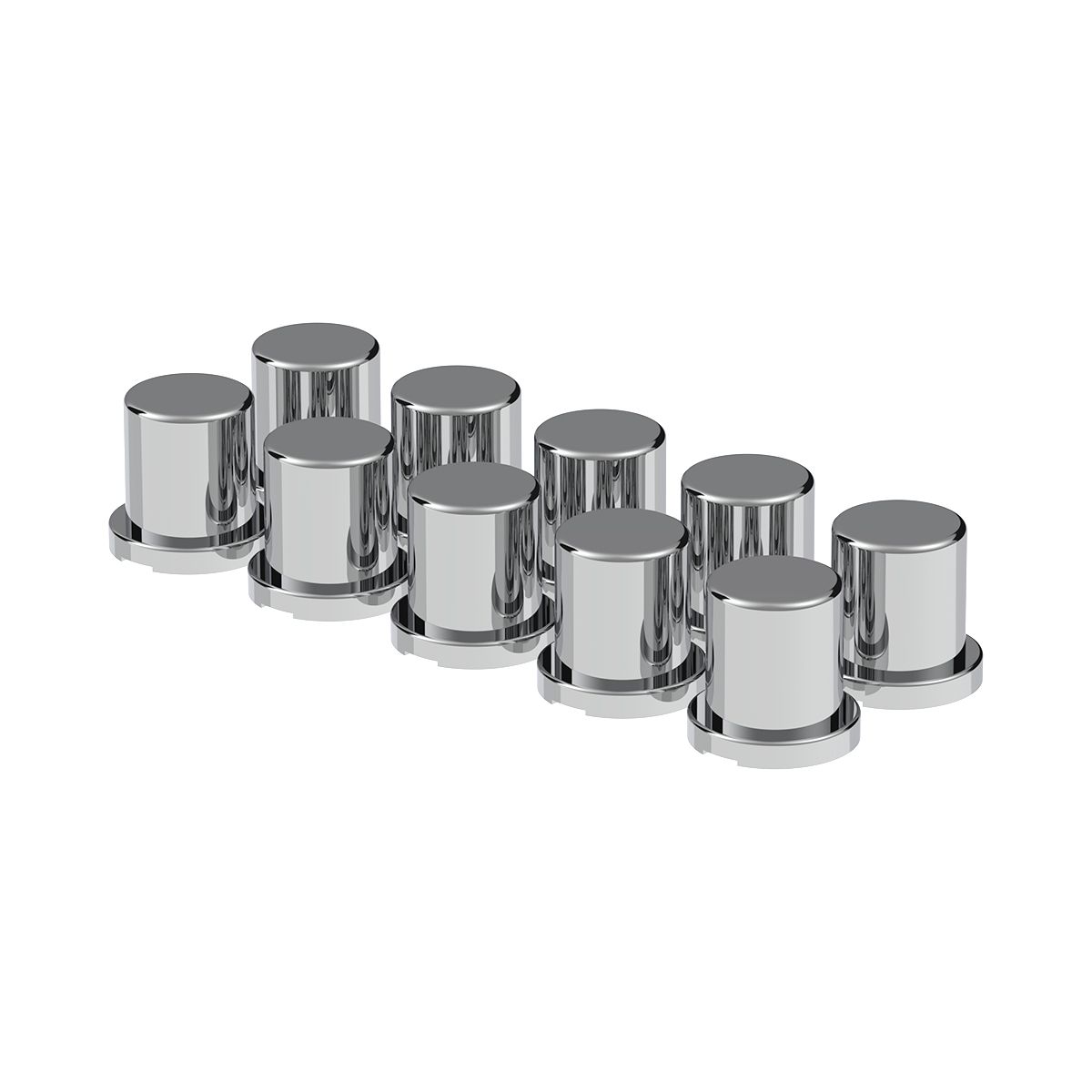 3/4" X 1-1/4" Chrome Plastic Flat Top Nut Covers - Push-On (10-Pack)