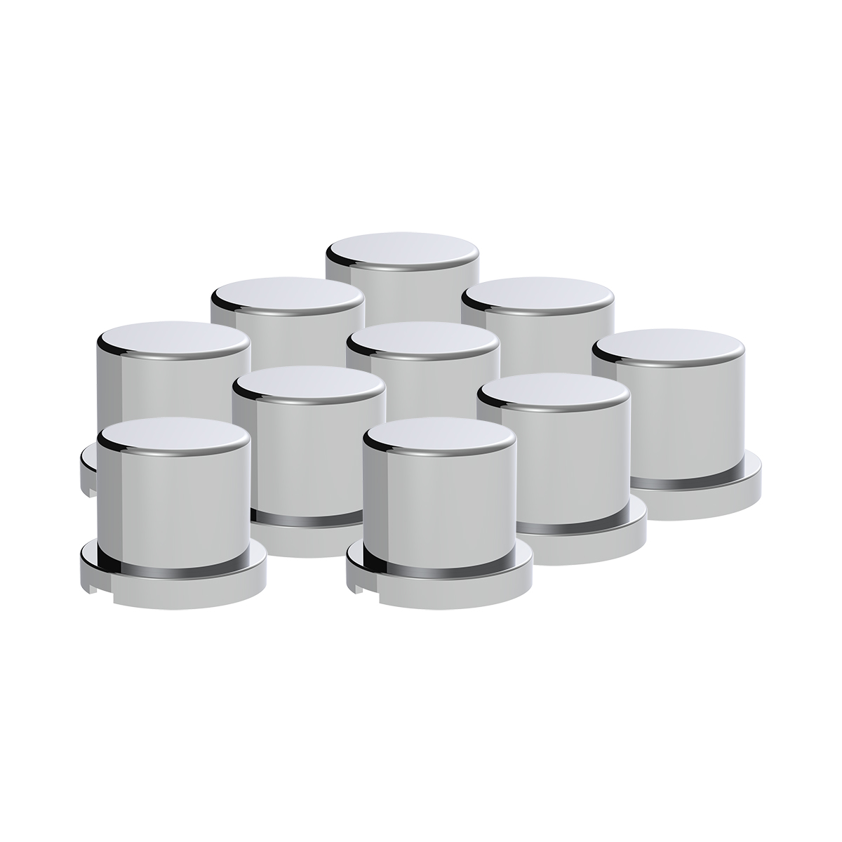 15/16" x 1-3/16" Chrome Plastic Flat Top Nut Covers - Push-On (10-Pack) - Thumbnail 5