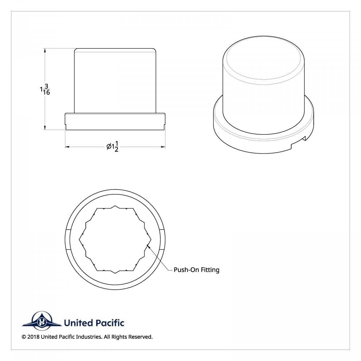 15/16" X 1-3/16" Chrome Plastic Flat Top Nut Cover - Push-On (Bulk) - Thumbnail 6