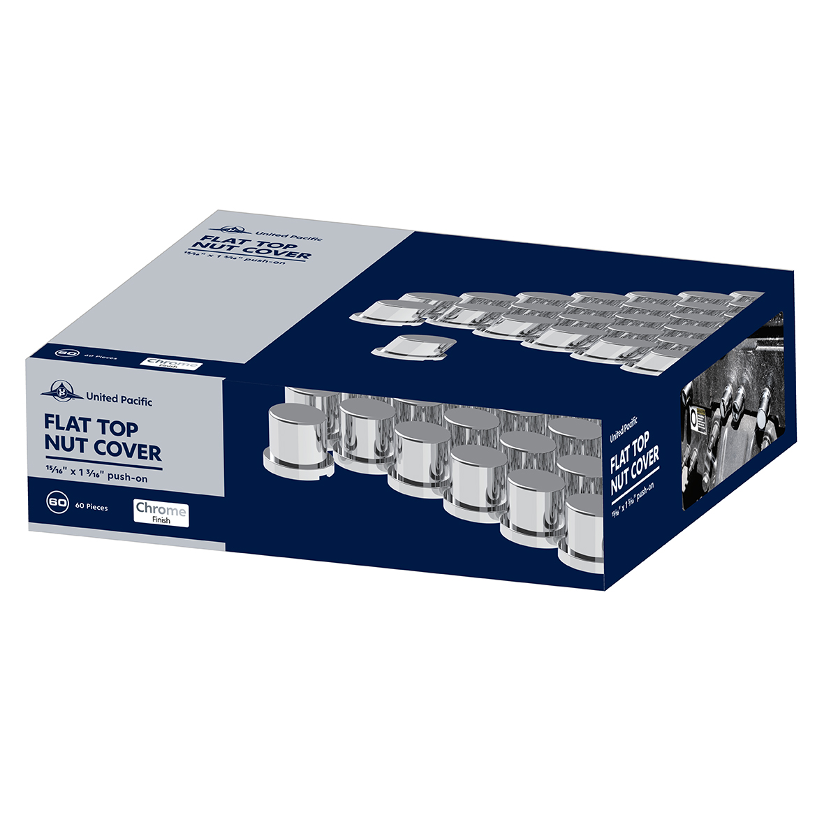 15/16" x 1-3/16" Chrome Plastic Flat Top Nut Covers - Push-On (Color Box of 60) - Thumbnail 7