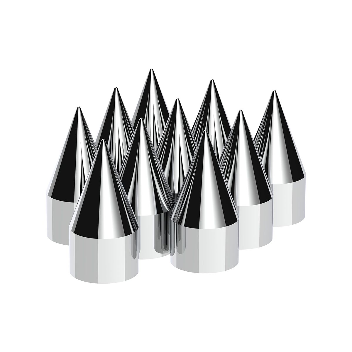 1-1/2" x 4-1/8" Chrome Plastic Spike Nut Covers - Push-On (10-Pack)
