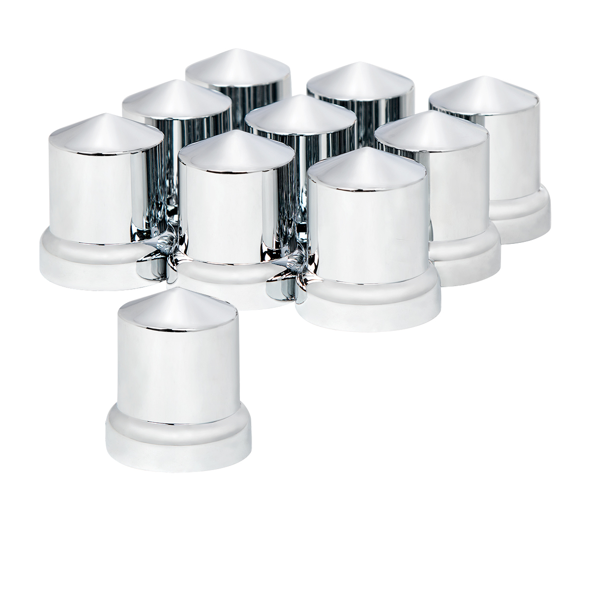 33mm x 2-1/4" Chrome Plastic Pointed Nut Covers - Push-On With Flange (Color Box of 10) - Thumbnail 7