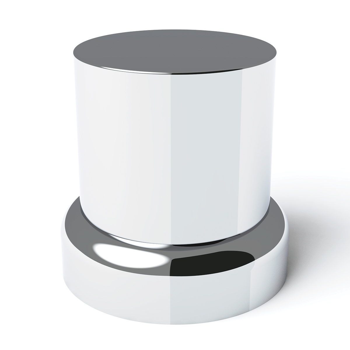 33mm X 2" Chrome Plastic Flat Top Nut Covers With Flange - Push-On (10-Pack) - Thumbnail 2