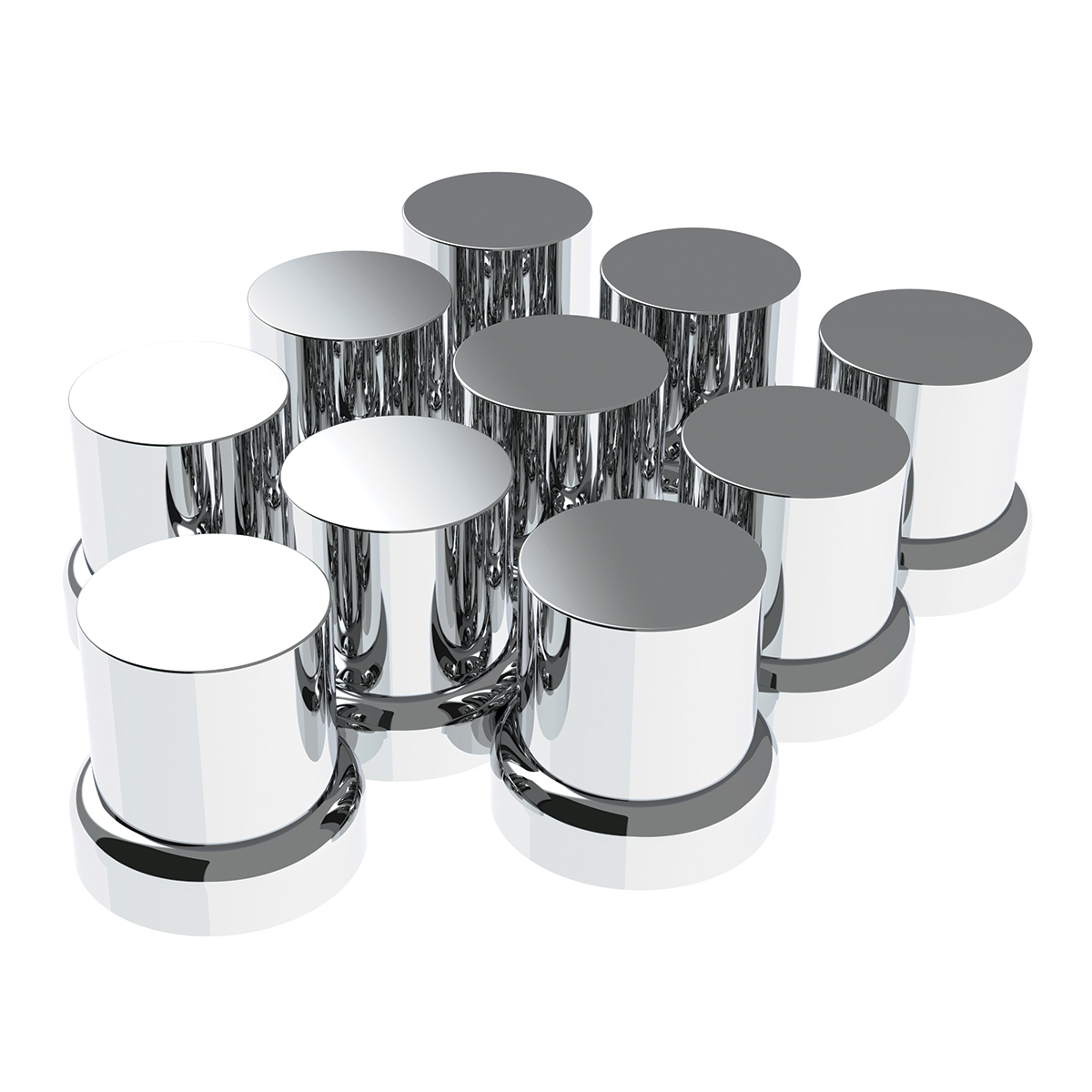 33mm X 2" Chrome Plastic Flat Top Nut Covers With Flange - Push-On (10-Pack) - Thumbnail 8