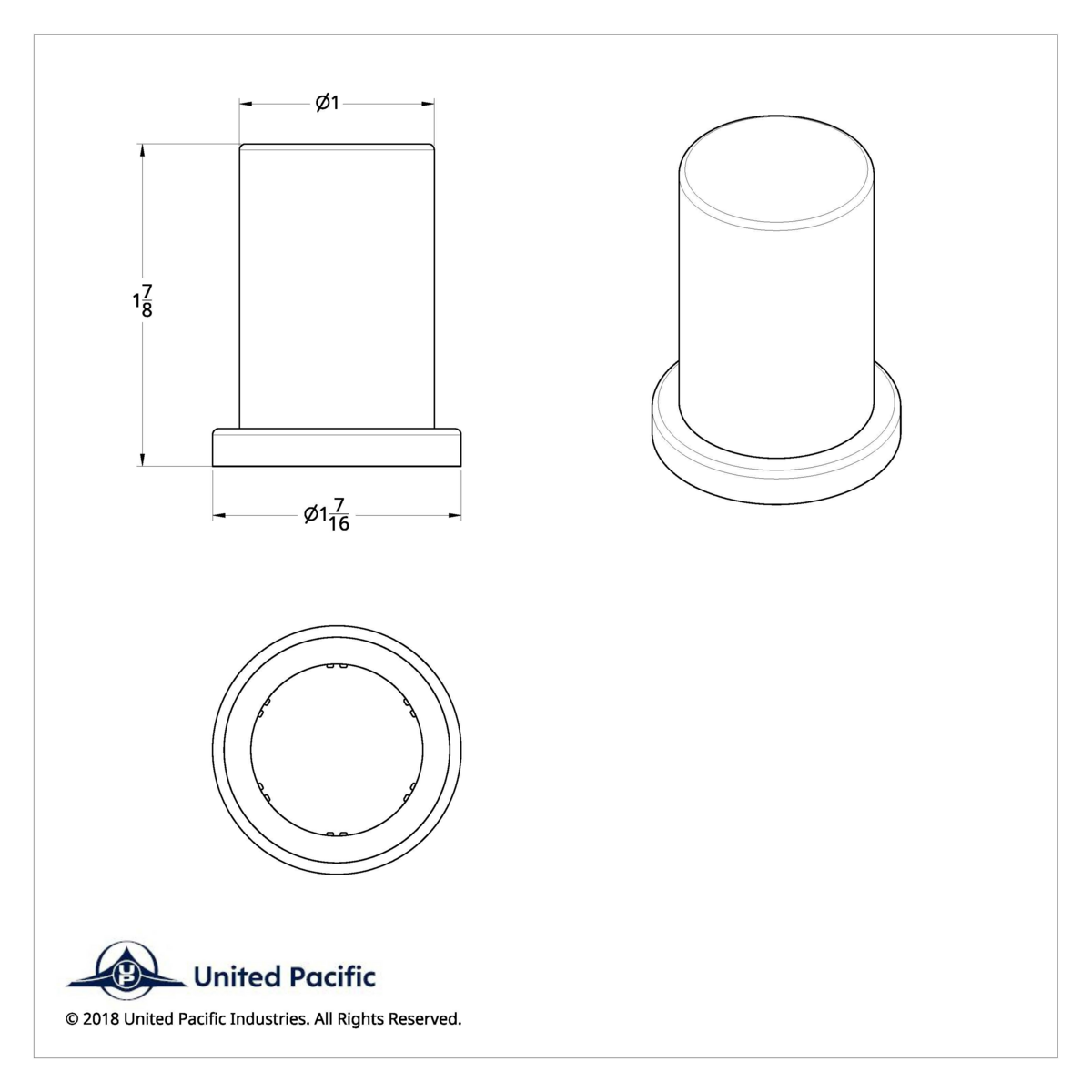 1" X 1 7/8" International Chrome Hulk Bolt Cover (Bulk) - Thumbnail 3