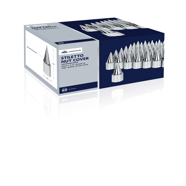 33mm x 4-1/4" Chrome Plastic Stiletto Nut Covers - Thread-On (60-Pack) - Thumbnail 5