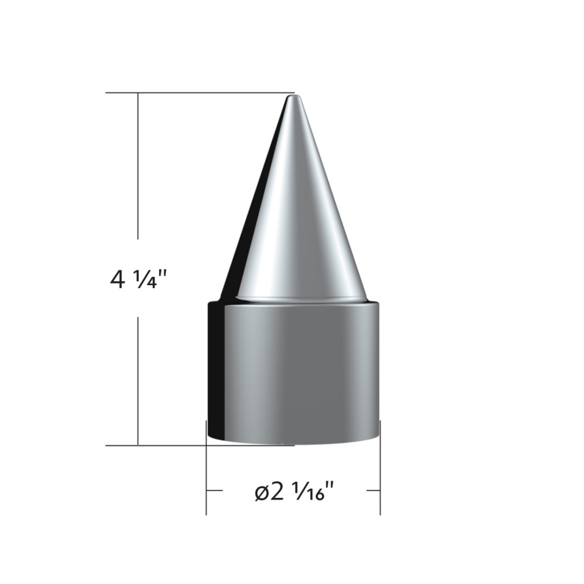 1-1/2" X 4-1/4" Chrome Plastic Stiletto Nut Cover - Push-On (Bulk) - Thumbnail 4