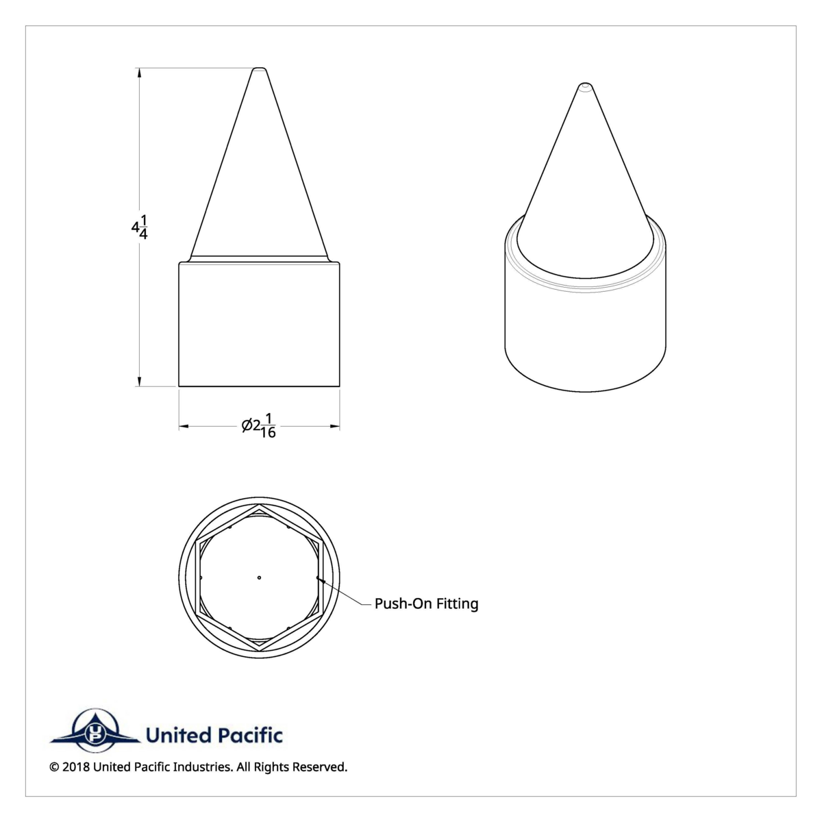 1-1/2" X 4-1/4" Chrome Plastic Stiletto Nut Cover - Push-On (Bulk) - Thumbnail 6
