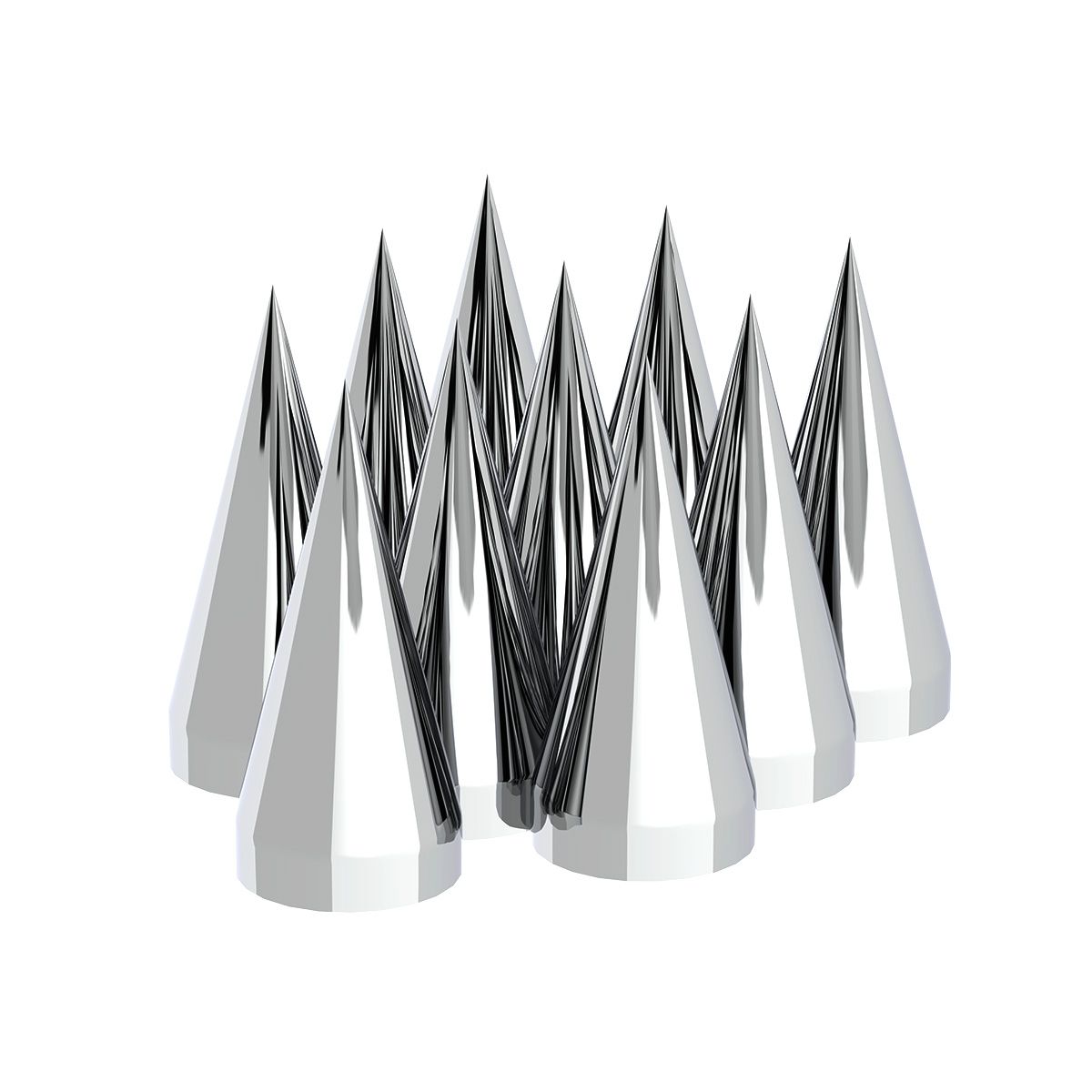 33mm x 4-1/2" Chrome Plastic X Spike Nut Covers - Thread-On (Box Of 10)