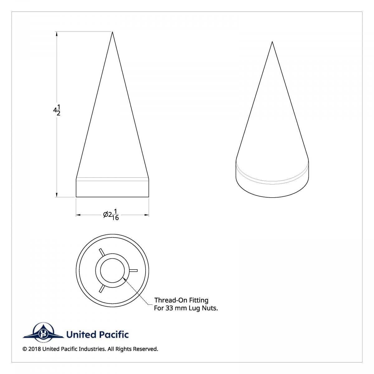 33mm x 4-1/2" Chrome Plastic X Spike Nut Covers - Thread-On (Box Of 10) - Thumbnail 6
