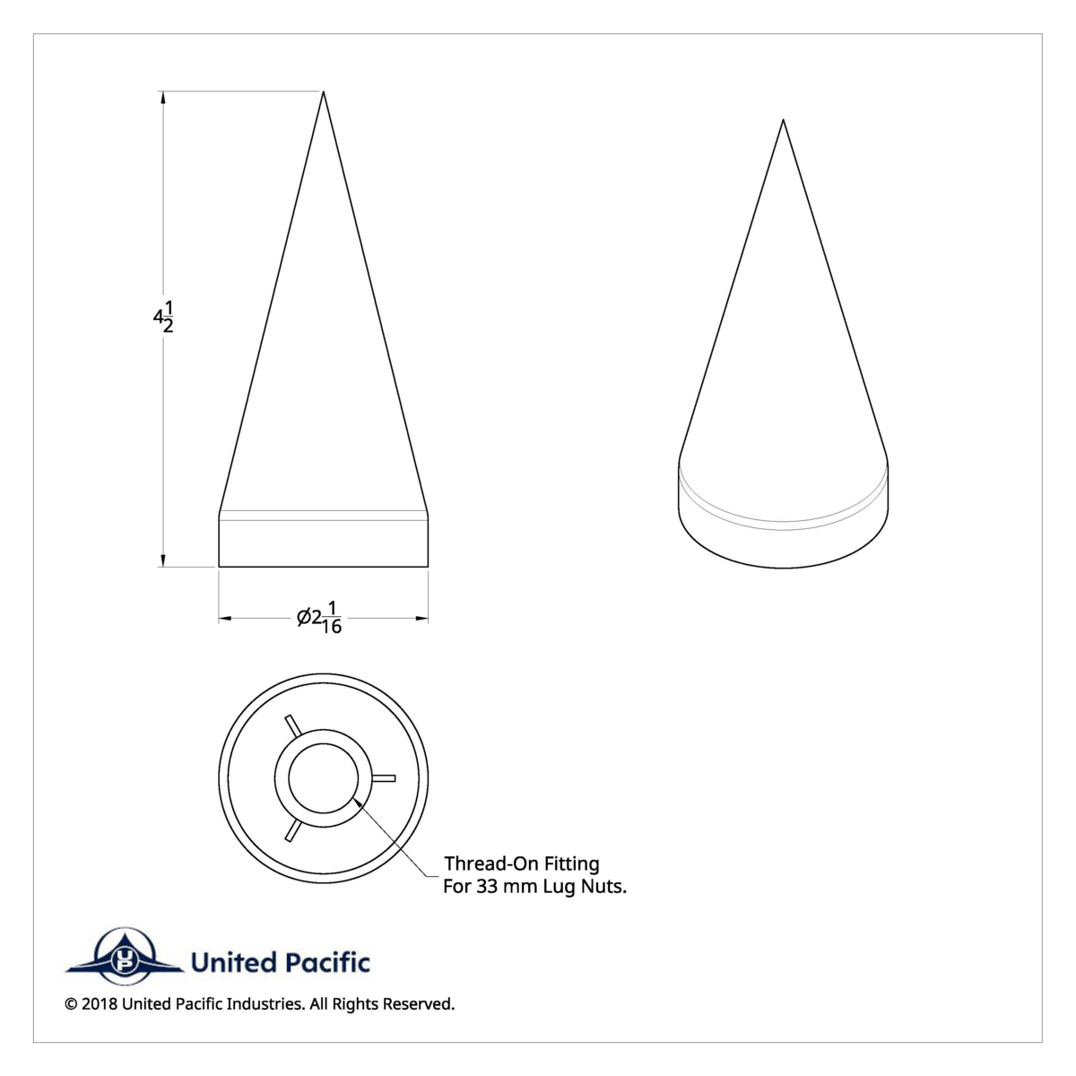33mm x 4-1/2" Chrome Plastic X Spike Nut Covers - Thread-On (Box Of 10) - Thumbnail 8