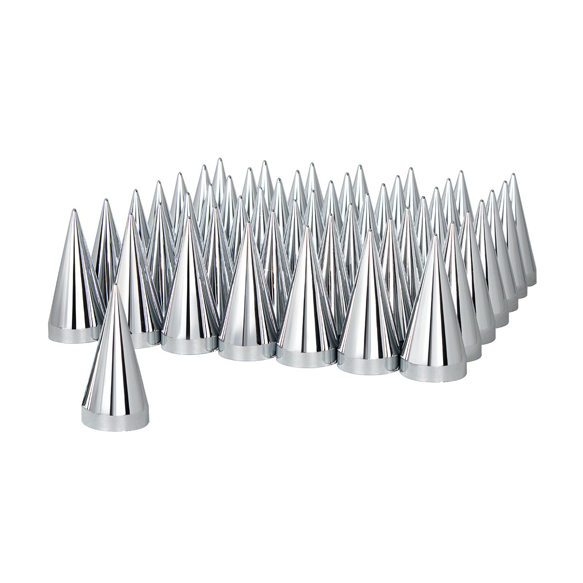33mm x 4-1/2" Chrome Plastic X Spike Nut Covers - Thread-On (60-Pack)