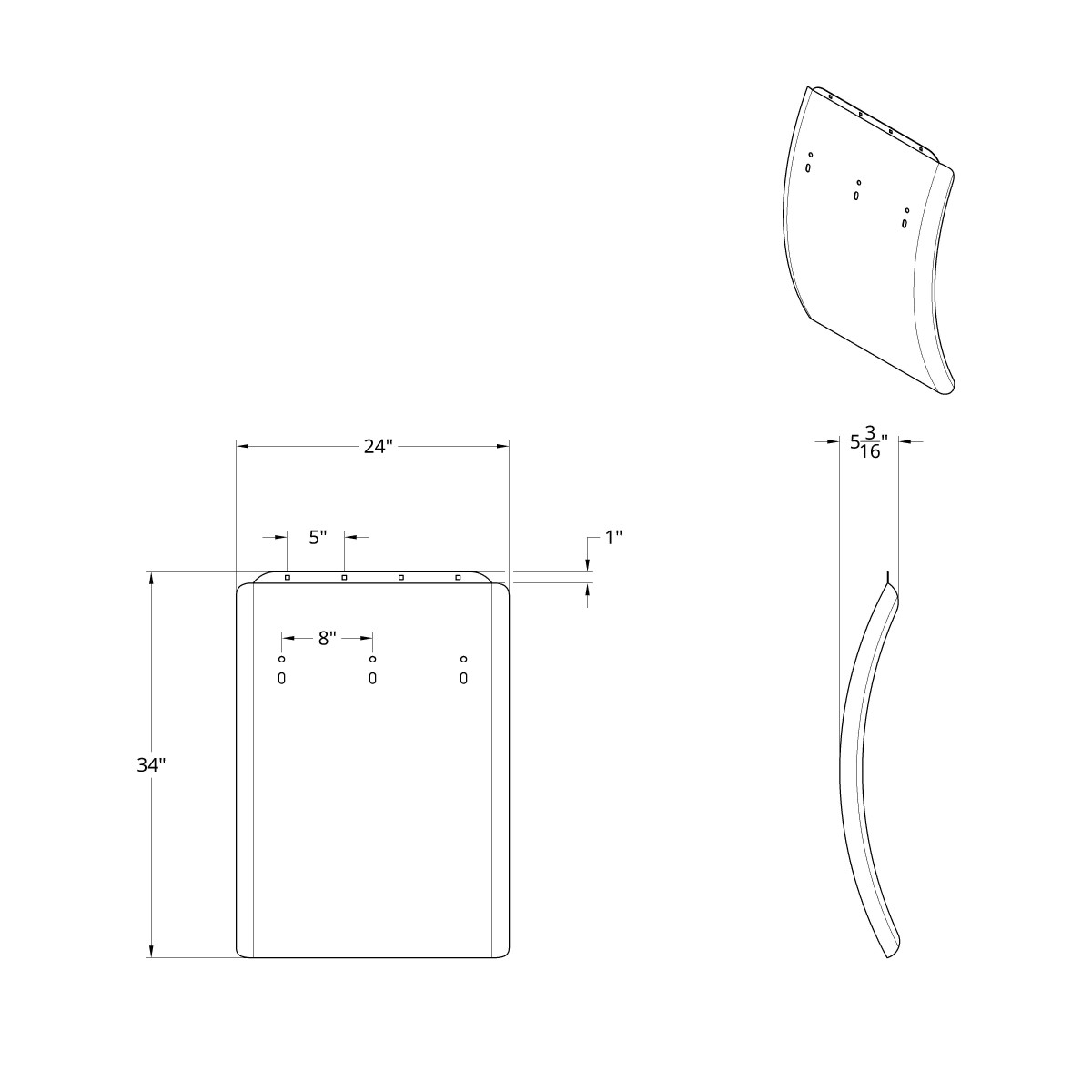 24" X 34" Stainless Quarter Fender Blank Only - Thumbnail 2