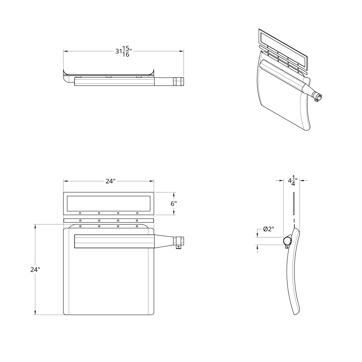 24" X 24" Stainless Quarter Fender Set - Triangle Bracket - Thumbnail 3
