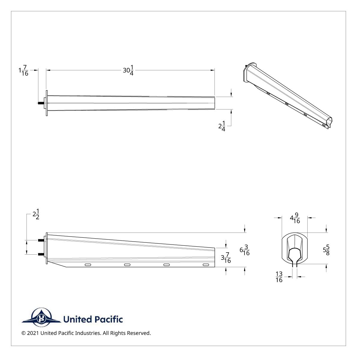 30" Stainless Steel Heavy Duty Mud Flap Hangers - 2.5" Bolt Pattern (Pair) - Thumbnail 5