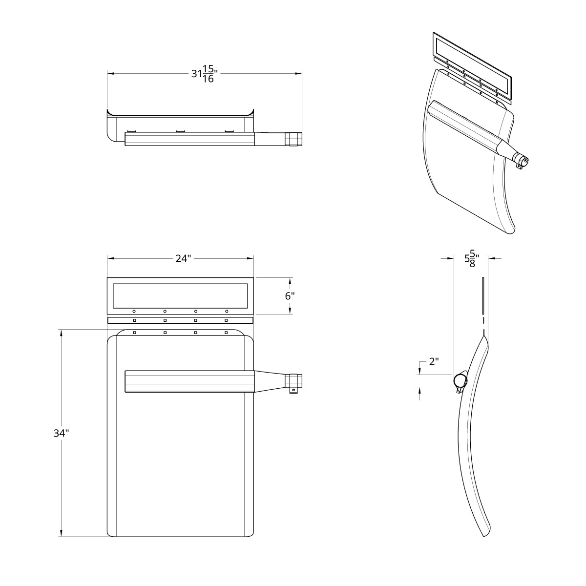 24" x 34" Stainless Quarter Fender Set - Triangle Bracket - Thumbnail 3