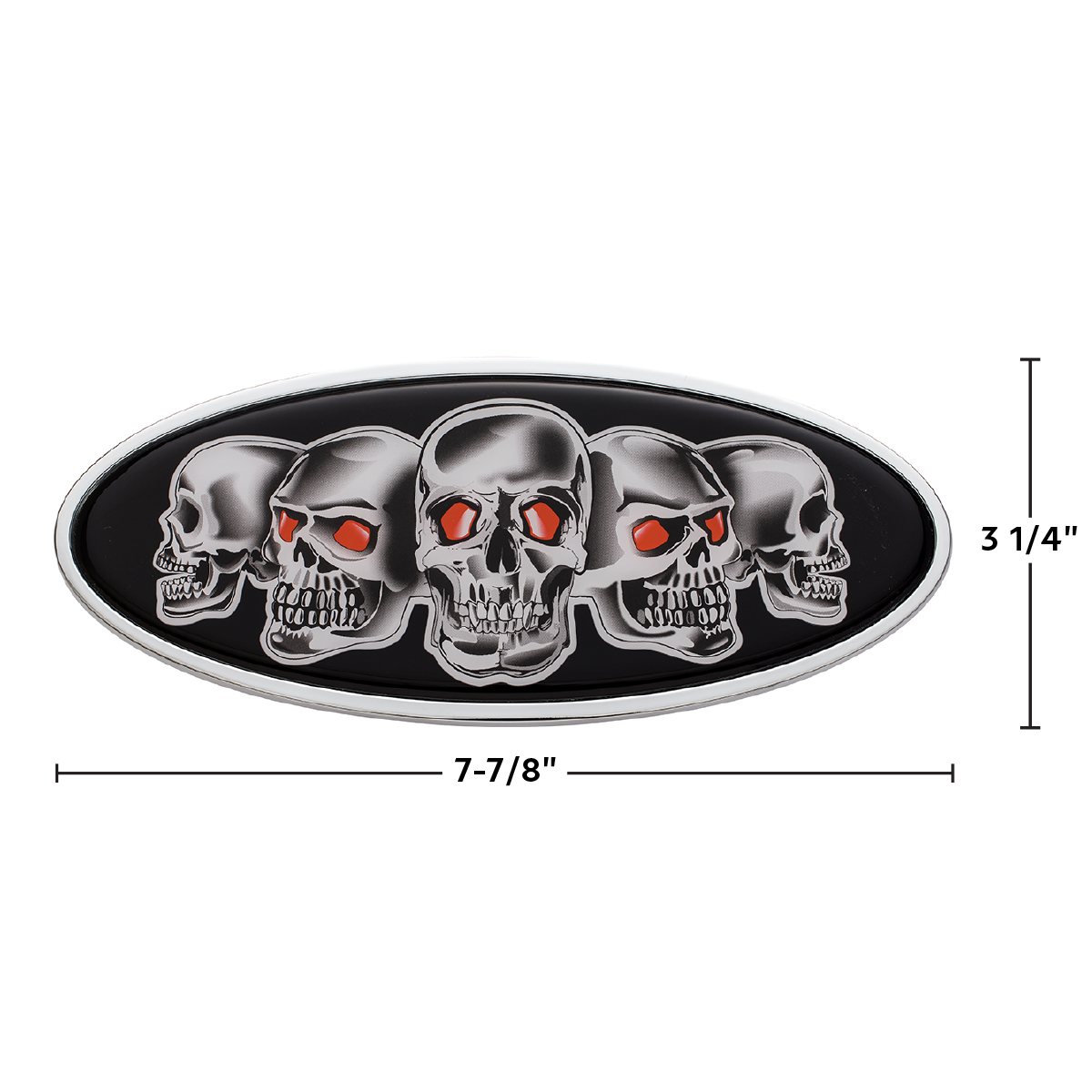 Chrome Die Cast Skull Emblem - Black - Thumbnail 7