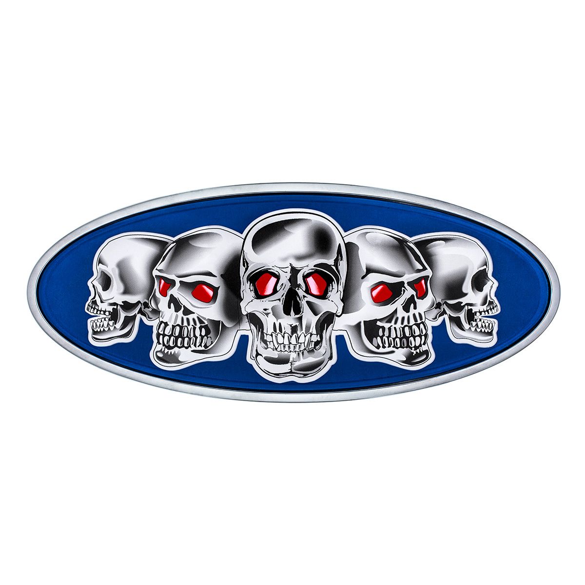Chrome Die Cast Skull Emblem - Blue