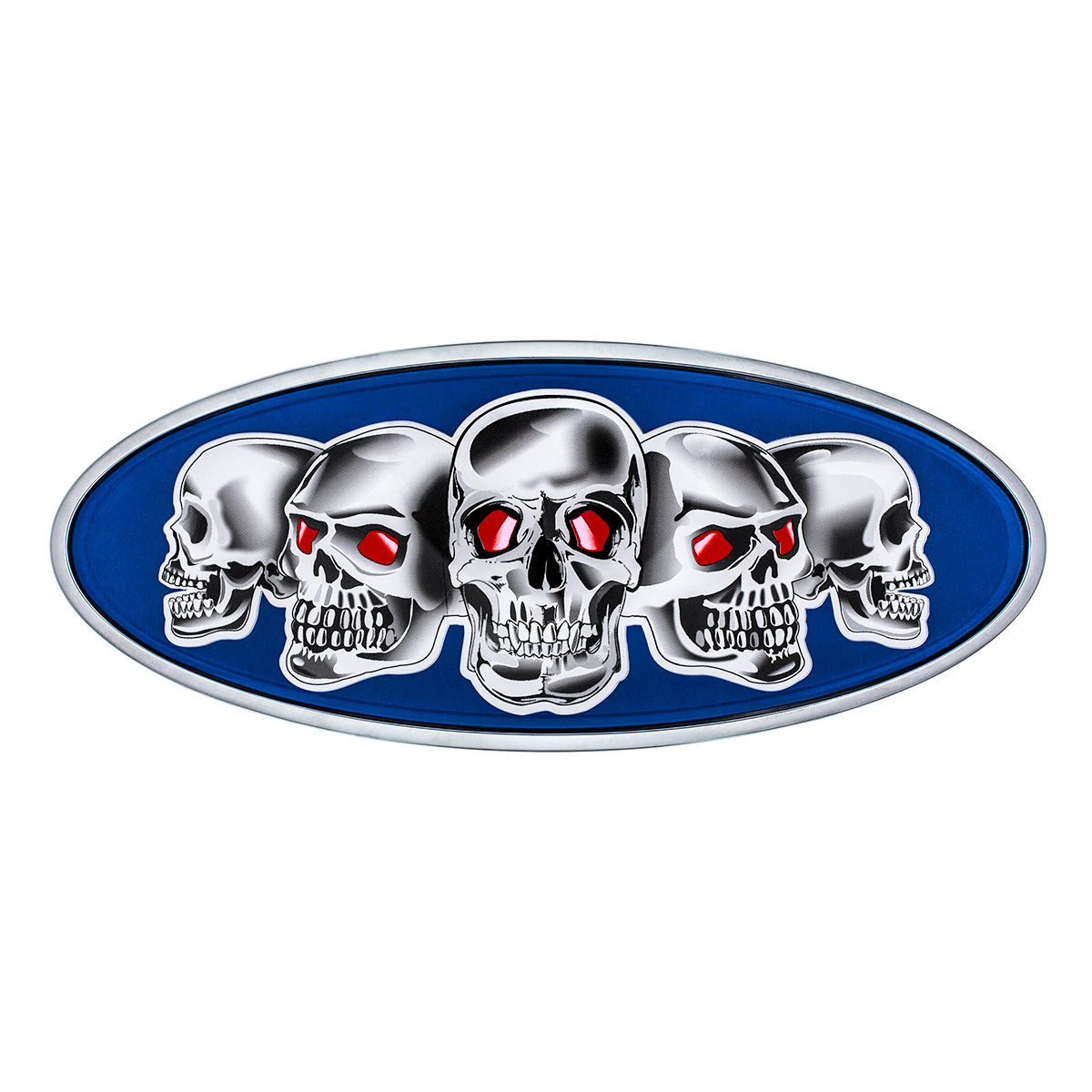 Chrome Die Cast Skull Emblem - Blue - Thumbnail 7