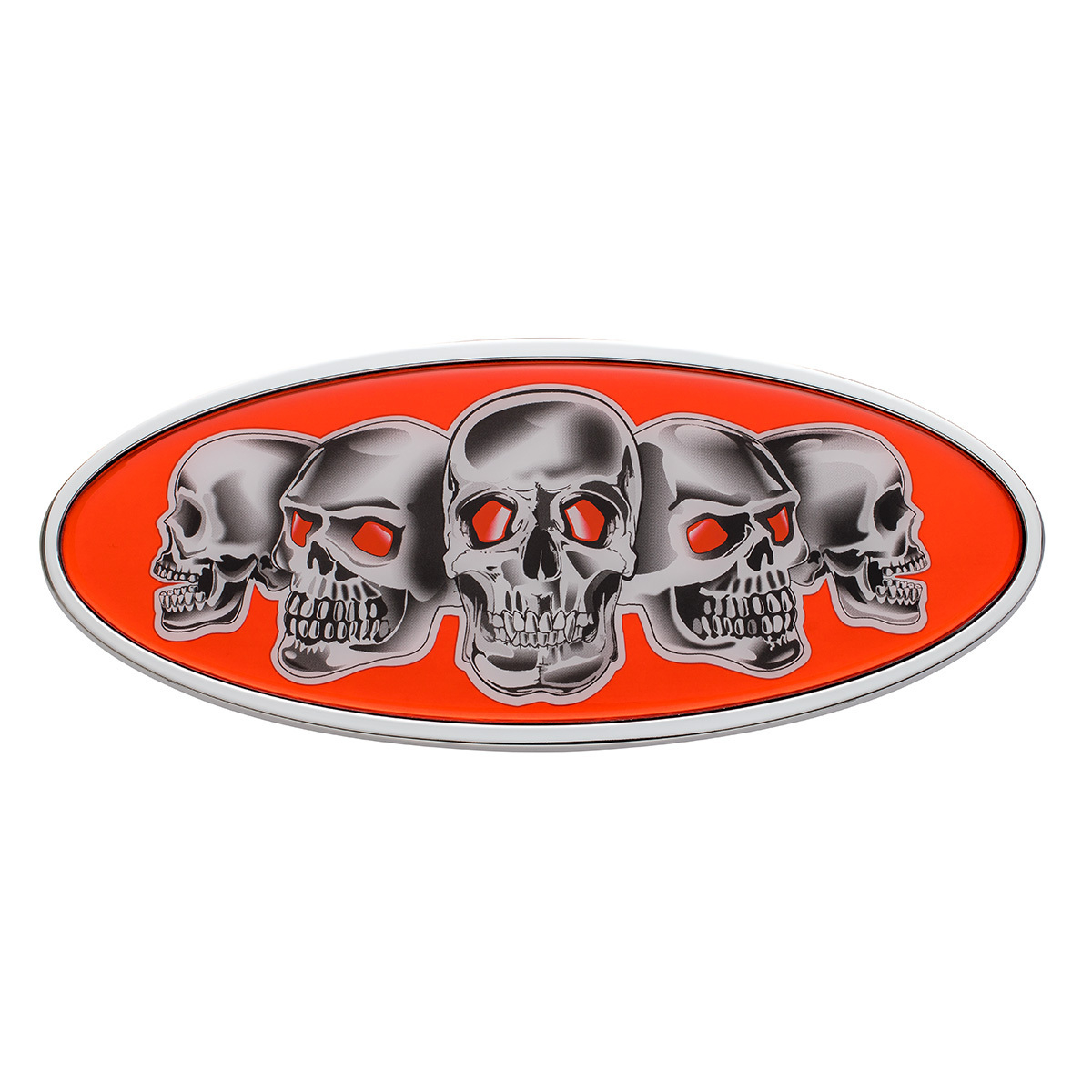 Chrome Die Cast Skull Emblem - Red - Thumbnail 7