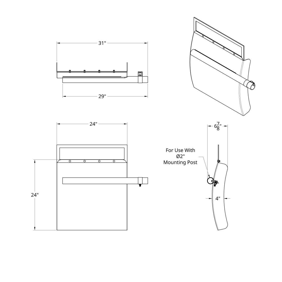 24" X 24" 430 Stainless Steel Quarter Fender With Tube Bracket Set - 4" Side Wall - Thumbnail 12