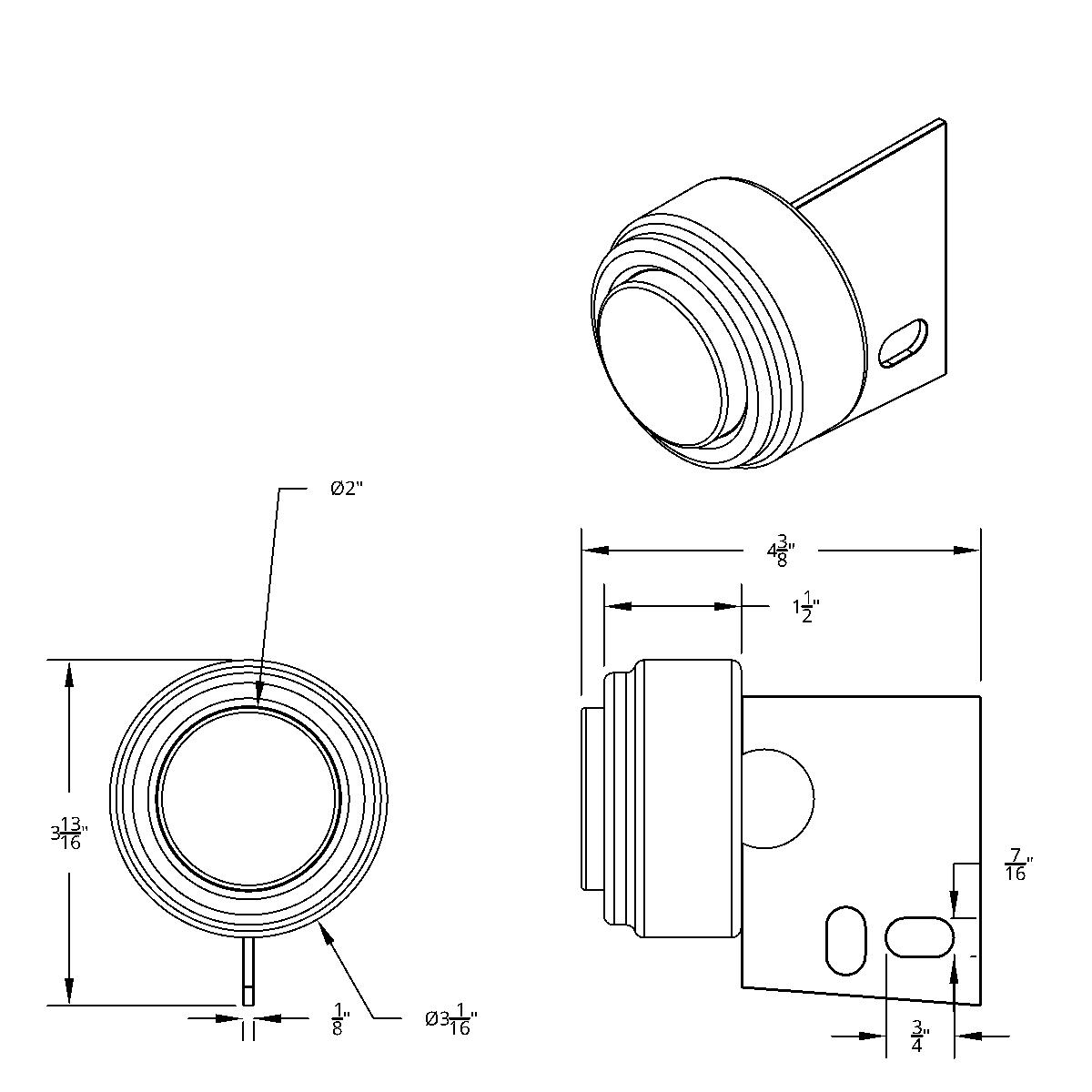 9 LED Mud Flap Hanger End Light With Grommet - Amber LED/Amber Lens - Thumbnail 2