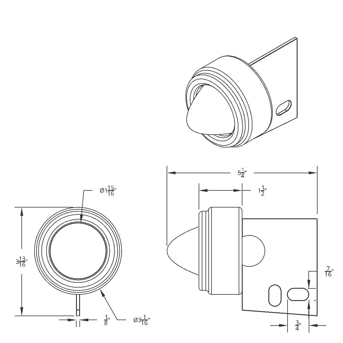9 LED Beehive Mud Flap Hanger End Light With Grommet - Amber LED/Clear Lens - Thumbnail 2