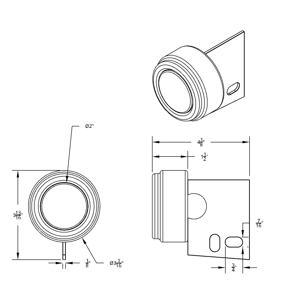 Mud Flap Hanger End Light With Grommet - Amber - Thumbnail 2