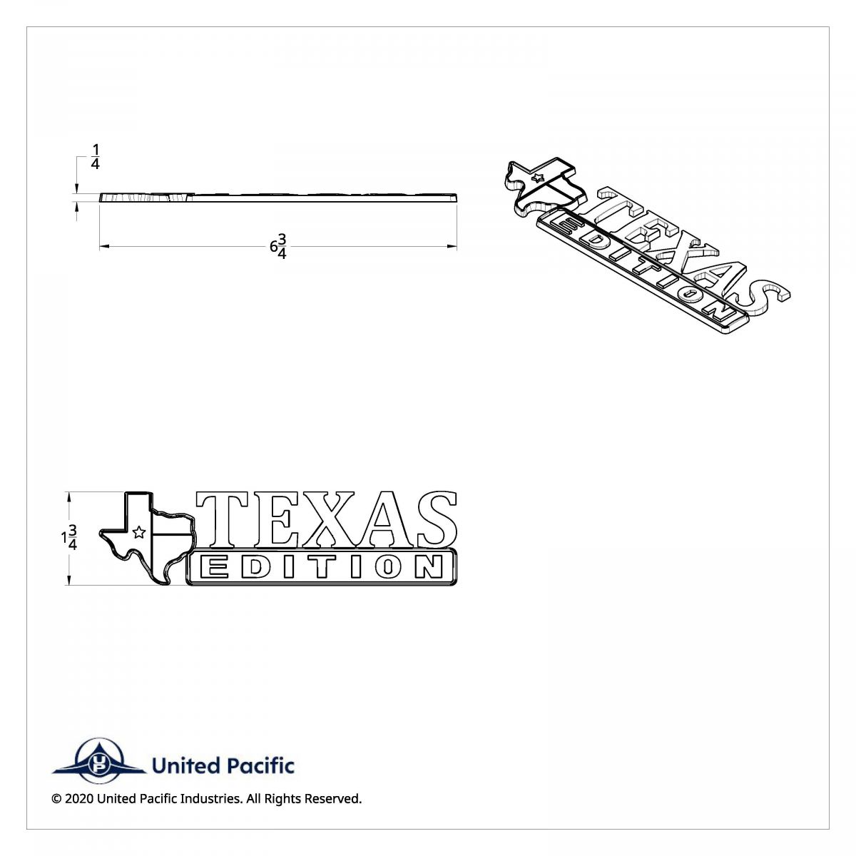 Chrome Die Cast "Texas Edition" Accent Emblem - Thumbnail 5